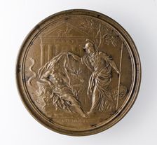 Medal of Francesco Redi: Minerva Unveiling Nature (image 2 of 2), 1684. Creator: Massimiliano Soldani