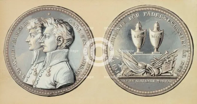 Medal of the opening vignette of the Traveller's Vision poem, 1897-1900. Creator: Albert Edelfelt.