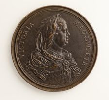 Medal of Victoria, Grand Duchess of Tuscany: Triumph of Venus with a Pearl (image 1 of 2), 1683. Creator: Massimiliano Soldani