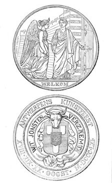 Medal struck by the City of Antwerp in commemoration of the Art Fetes, August, 1861. Creator: Unknown
