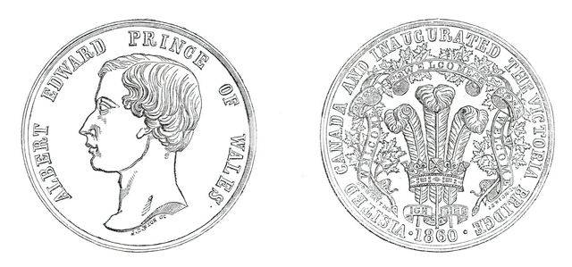 Medal struck to commemorate the Prince of Wales's visit to Canada and the inauguration..., 1860. Creator: Unknown.