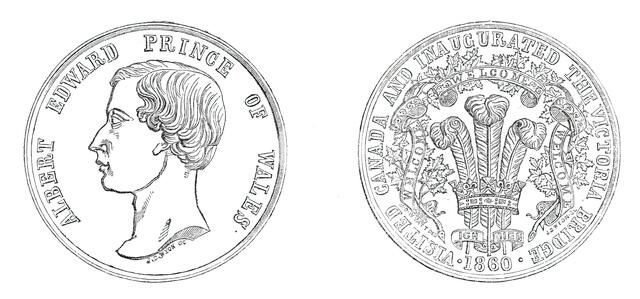 Medal struck to commemorate the Prince of Wales's visit to Canada and the inauguration..., 1860. Creator: Unknown.