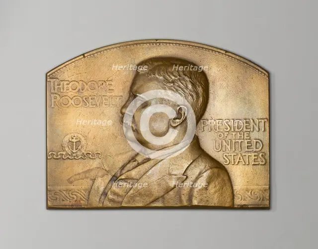 Medal with portrait of US president Theodore Roosevelt, 1907.  Creator: Morgan.