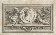 Medal with Portrait of Caligula in the 6th Book, from Tibère ou les six premi..., published in 1768. Creator: Augustin de Saint-Aubin