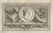 Medal with Portrait of Caligula in the 6th Book, from Tibère ou les six premi..., published in 1768. Creator: Augustin de Saint-Aubin