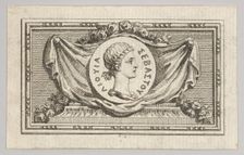 Medal with Portrait of Livy in the 5th Book, from Tibère ou les six premiers ..., published in 1768. Creator: Augustin de Saint-Aubin