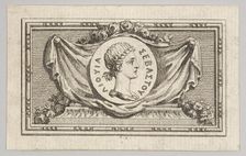 Medal with Portrait of Livy in the 5th Book, from Tibère ou les six premiers ..., published in 1768. Creator: Augustin de Saint-Aubin