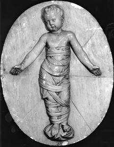 Medallion of a Baby in Swadling Clothes from the Ospedali degli Innocenti, Florence, c1500. Creator: Unknown