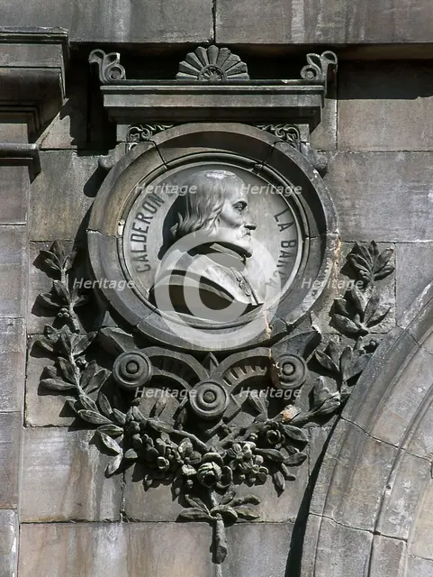 Medallion of Pedro Calderon de la Barca (1600-1681), National Library, Madrid, Spain, 2001. Creator: LTL.