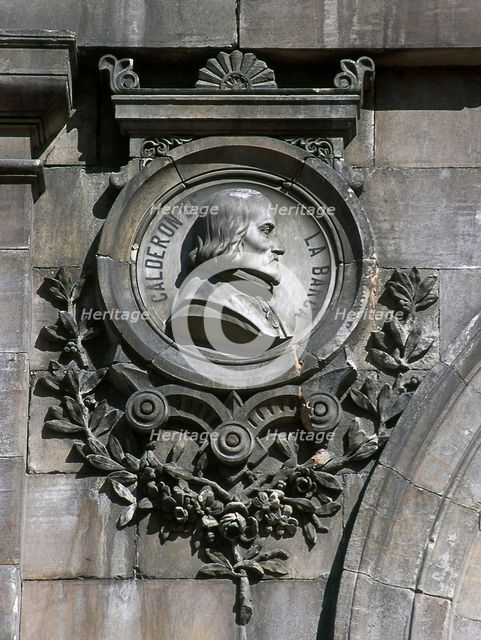 Medallion of Pedro Calderon de la Barca (1600-1681), National Library, Madrid, Spain, 2001. Creator: LTL.
