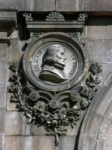 Medallion of Pedro Calderon de la Barca (1600-1681), National Library, Madrid, Spain, 2001. Creator: LTL