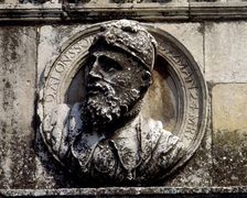 Medallion of the façade of the Convent of San Marcos of León with Alfonso Perez de Guzman, calle…
