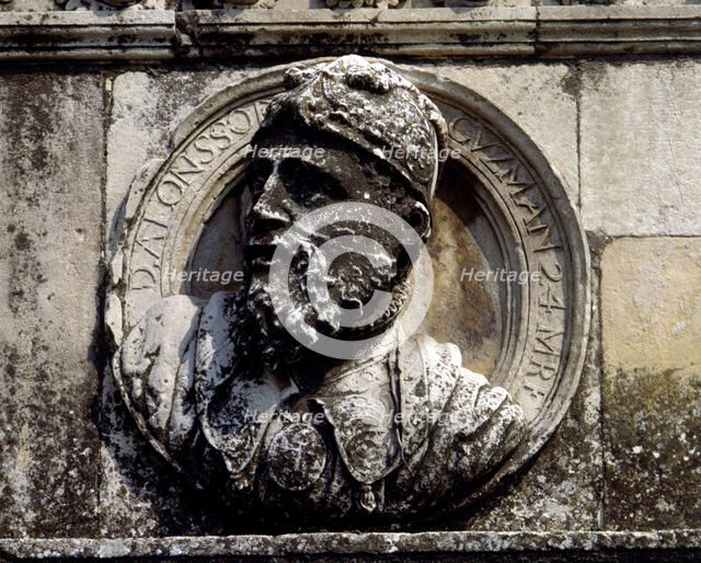 Medallion of the façade of the Convent of San Marcos of León with Alfonso Perez de Guzman, calle…