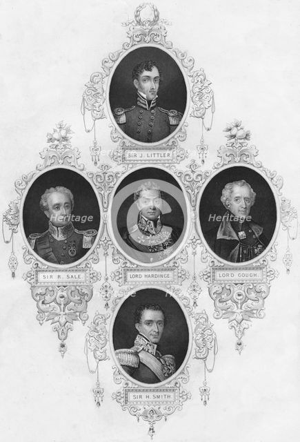 Medallion portraits of British military figures, (mid 19th century).  Creator: Unknown.