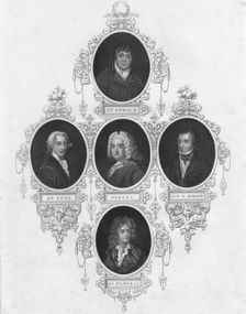 Medallion portraits of British composers, (early-mid 19th century). Creator: Unknown