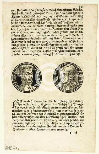 Medallion Portraits of Henry and Margaret of Navarre (recto) and Portraits of...1937. Creators: Hans Rudolf Manuel Deutsch, Max Geisberg.