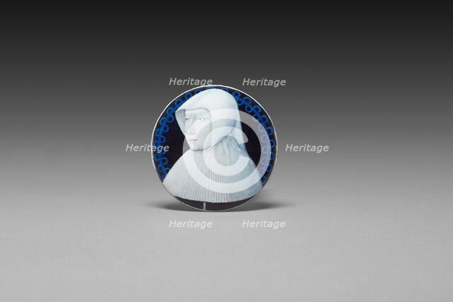 Medallion, probably Margaret of Lorraine (recto); the Virgin Seated on a Throne..., c. 1530-c. 1540. Creator: Leonard Limosin.