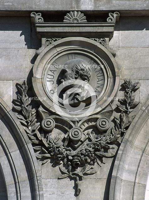 Medallion relief of Juan de Mariana (1536-1624), National Library, Madrid, Spain, 2001. Creator: LTL.