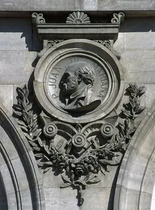 Medallion relief of Juan de Mariana (1536-1624), National Library, Madrid, Spain, 2001. Creator: LTL