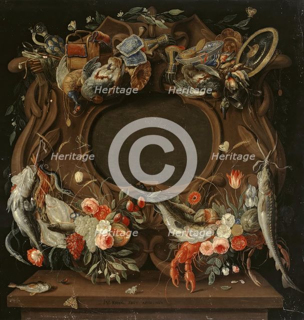 Medallion's Frame with an Allegorical Depiction of the Four Elements, 1664. Creator: Jan van Kessel.