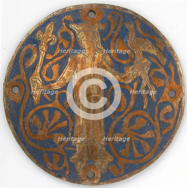Medallion with a Queen Holding a Scepter and Falcon, French, ca. 1240-60. Creator: Unknown.
