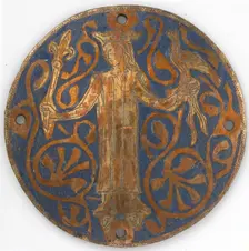 Medallion with a Queen Holding a Scepter and Falcon, French, ca. 1240-60. Creator: Unknown