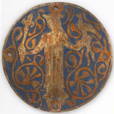 Medallion with a Queen Holding a Scepter and Falcon, French, ca. 1240-60. Creator: Unknown