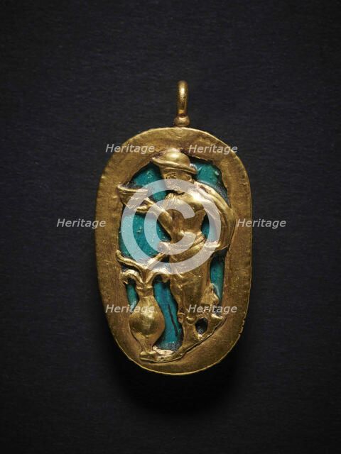 Medallion with late Roman cameo insert, 4th-6th century . Creator: Central Asian Art.