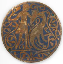 Medallion with Man Fighting Basilisk, French, ca. 1240-60. Creator: Unknown