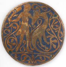 Medallion with Man Fighting Basilisk, French, ca. 1240-60. Creator: Unknown