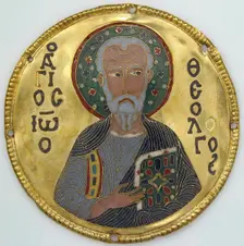 Medallion with Saint John the Evangelist from an Icon Frame, Byzantine, ca. 1100. Creator: Unknown