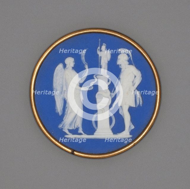 Medallion with Warrior and Priestess, Burslem, Late 18th century. Creator: Wedgwood.