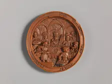 Medallion with the Feast of Ahasuerus, early 16th century. Creator: Unknown