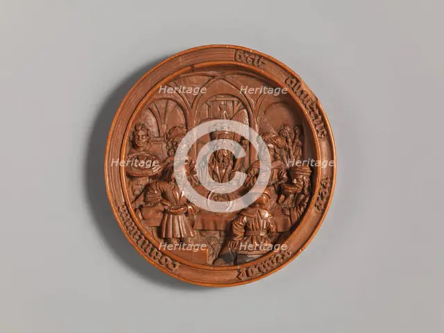Medallion with the Feast of Ahasuerus, early 16th century. Creator: Unknown.