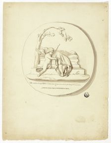 Medallion with Two Putti Beside Tomb, n.d. Creator: Unknown