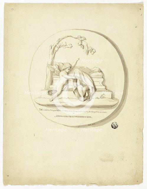 Medallion with Two Putti Beside Tomb, n.d. Creator: Unknown.