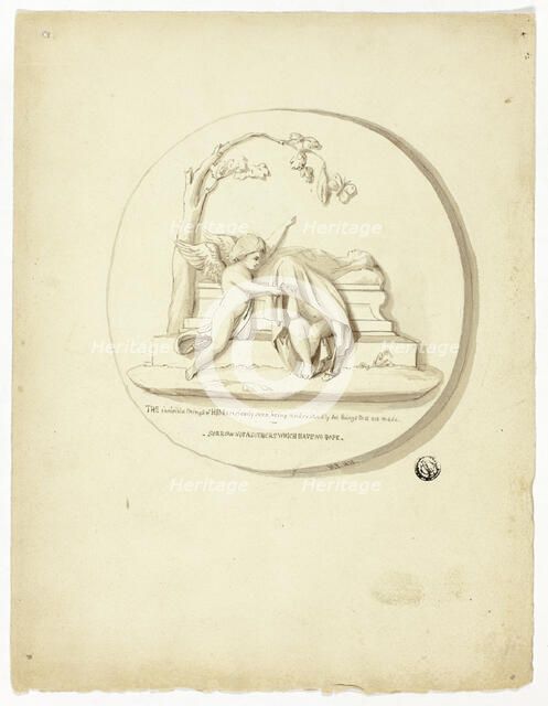 Medallion with Two Putti Beside Tomb, n.d. Creator: Unknown.