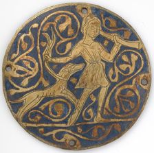 Medallion with Varlet with Horn and Hound, French, ca. 1240-60. Creator: Unknown