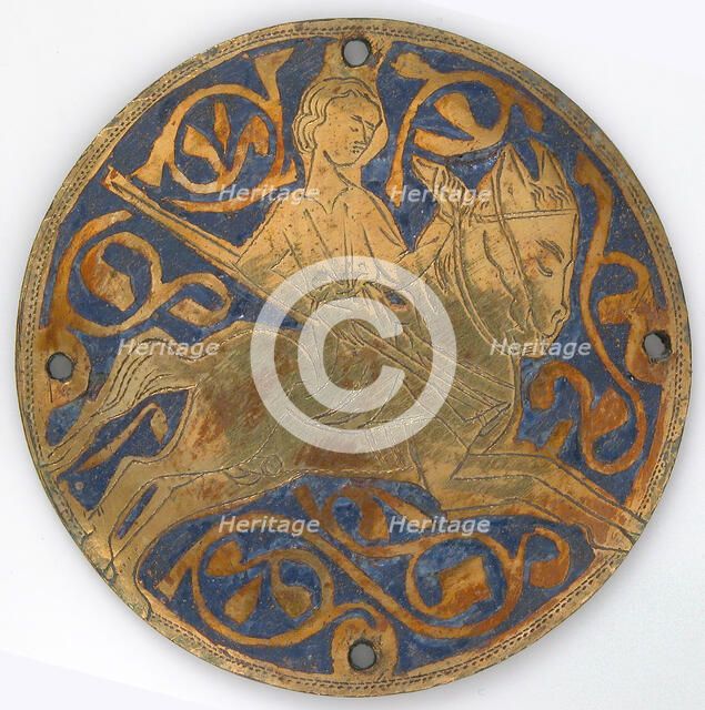 Medallion with Youth on Galloping Horse, French, ca. 1240-60. Creator: Unknown.