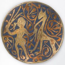 Medallion with Youth Leading Long-necked Animal, French, ca. 1240-60. Creator: Unknown