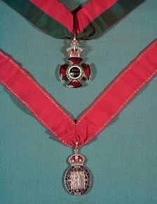 Medals of the Order of Merit (civil) (top) and the Order of the Companions of Honour, c1955. Creator: Arthur Charles Kirby Ware