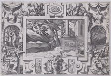 Medea Flees from Jason (L'épée au poing court Jason la poursuivre mais ne peut celle en vi..., 1563. Creator: Rene Boyvin