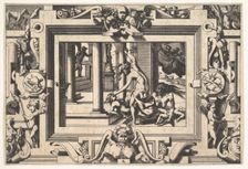 Medea Kills her Two Children by Jason (Pour qui d'Absyrte a le sang repandu, fait que du s..., 1563. Creator: Rene Boyvin