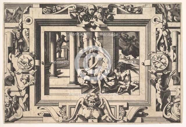 Medea Kills her Two Children by Jason (Pour qui d'Absyrte a le sang repandu, fait que du s..., 1563. Creator: Rene Boyvin.