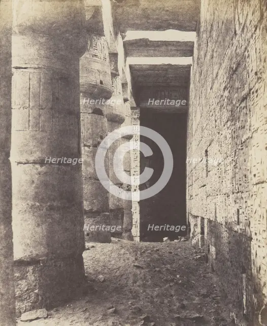 Médinet-Abou (Thèbes), Construction Postérieures - Deuxiéme Cour - Gal..., 1851-52, printed 1853-54. Creator: Félix Teynard.