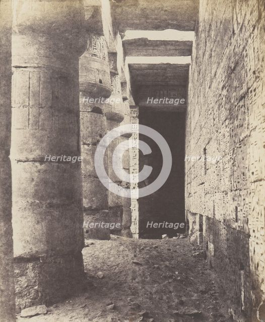 Médinet-Abou (Thèbes), Construction Postérieures - Deuxiéme Cour - Gal..., 1851-52, printed 1853-54. Creator: Félix Teynard.