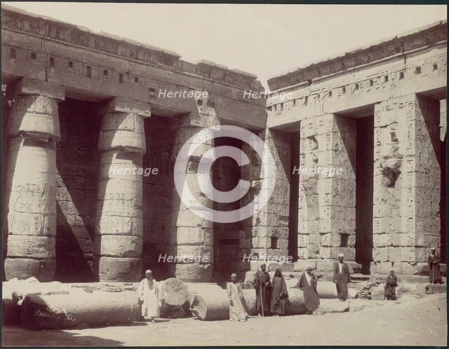 Medinet Habou, 2me cour cote sudouest, 1870s. Creator: Antonio Beato.