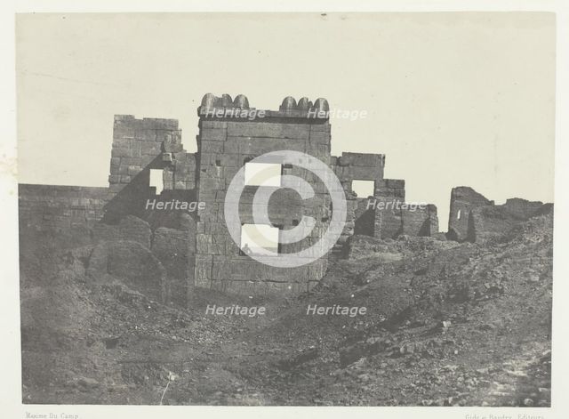 Médinet-Habou, Façade Orientale du Gynécée de Ramsès-Mèiamoun; Thèbes, 1849/51, printed 1852. Creator: Maxime du Camp.