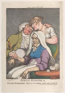 Medical Dispatch or Doctor Doubledose Killing Two Birds with One Stone, Novem..., November 20, 1810. Creator: Thomas Rowlandson