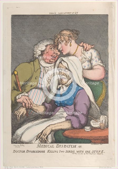 Medical Dispatch or Doctor Doubledose Killing Two Birds with One Stone, Novem..., November 20, 1810. Creator: Thomas Rowlandson.
